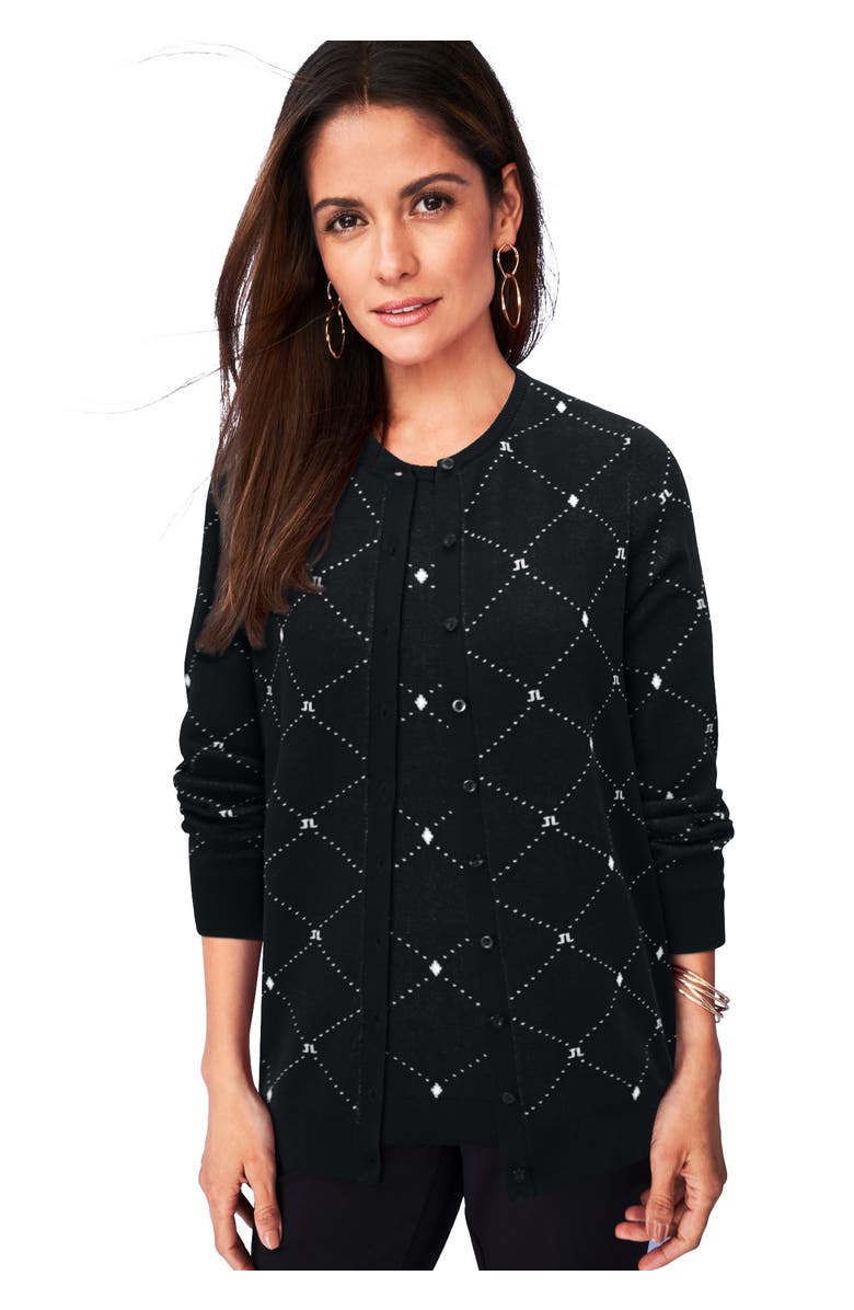 Jessica London Fine Gauge Cardigan, Main, color, Black Diamond