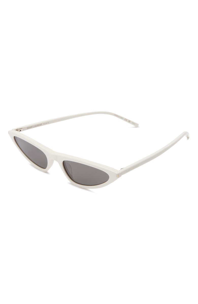 Saint Laurent 55mm Polarized Cat Eye Sunglasses, Alternate, color, White White Grey