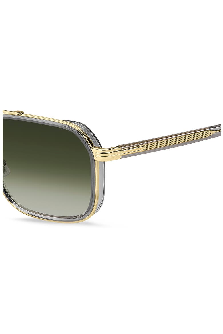 55mm Rectangular Sunglasses, Alternate, color, GREY GOLD/ GREEN SHADED
