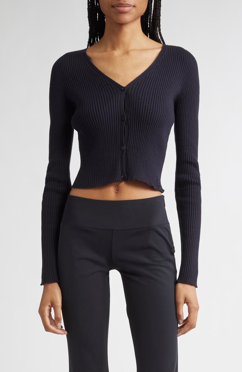 Courrèges Solar Light Rib Crop Cardigan, Main, color,