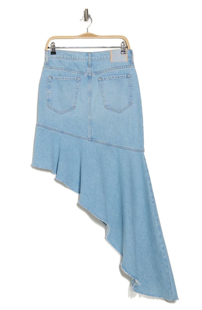 MOTHER The Crinkle Cut Asymmetric Denim Skirt, Alternate, color, 