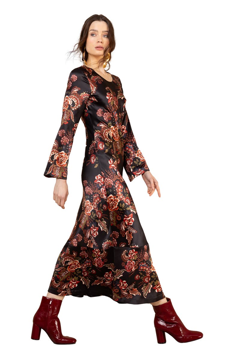 Hale Bob Egypt Charmeuse Dress, Alternate, color, Black