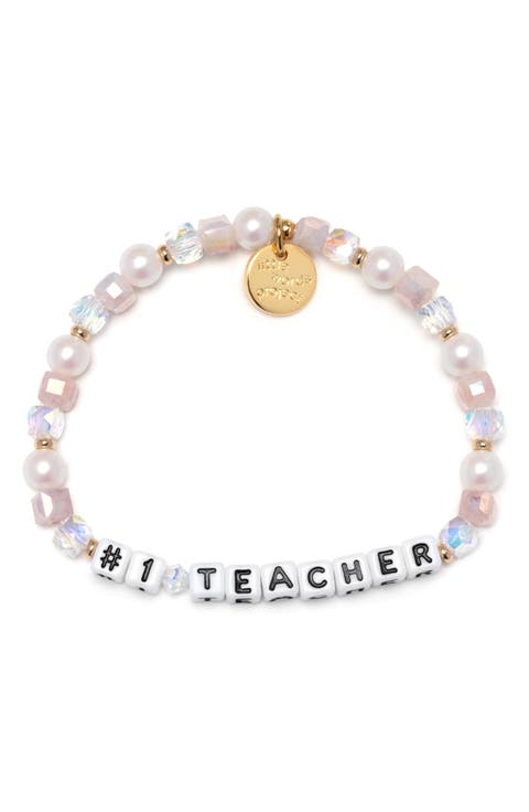 Number One Teacher Beaded Stretch Bracelet