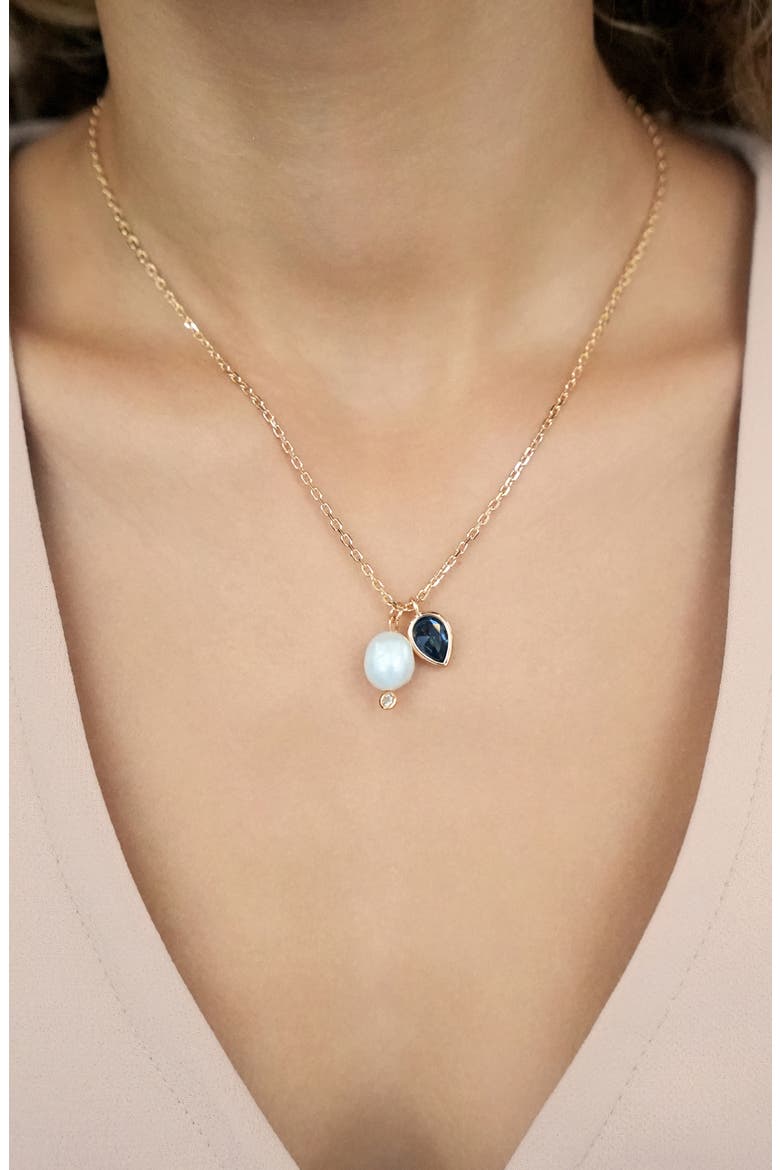 Radiant Freshwater Pearl Pendant Necklace, Alternate, color, BLUE