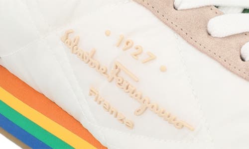 Ferragamo Iggy Rainbow-sole Sneakers In White