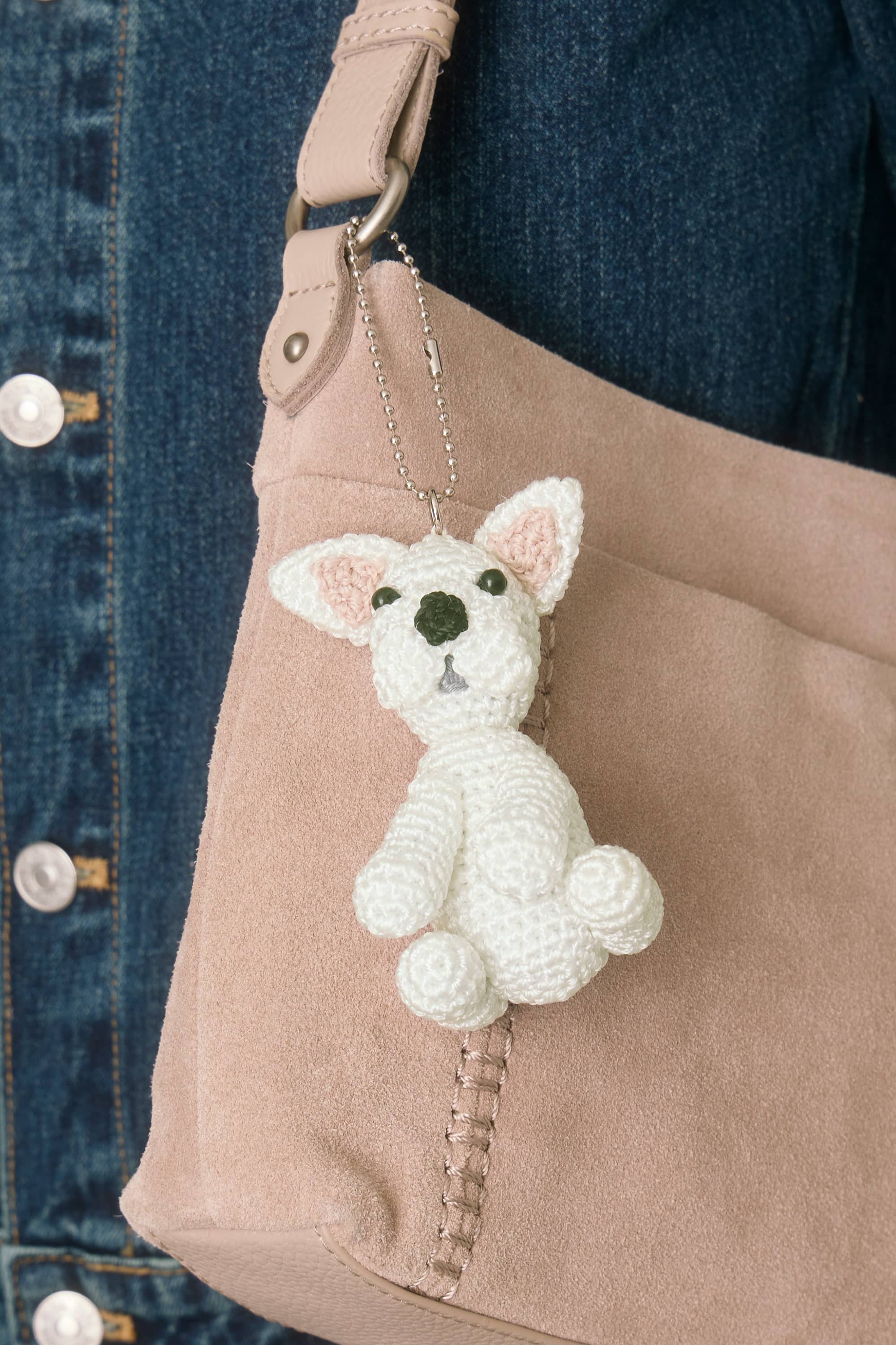 Yarnicharmz Hand Crochet Dangle - Dogs, Alternate, color, White Frenchie