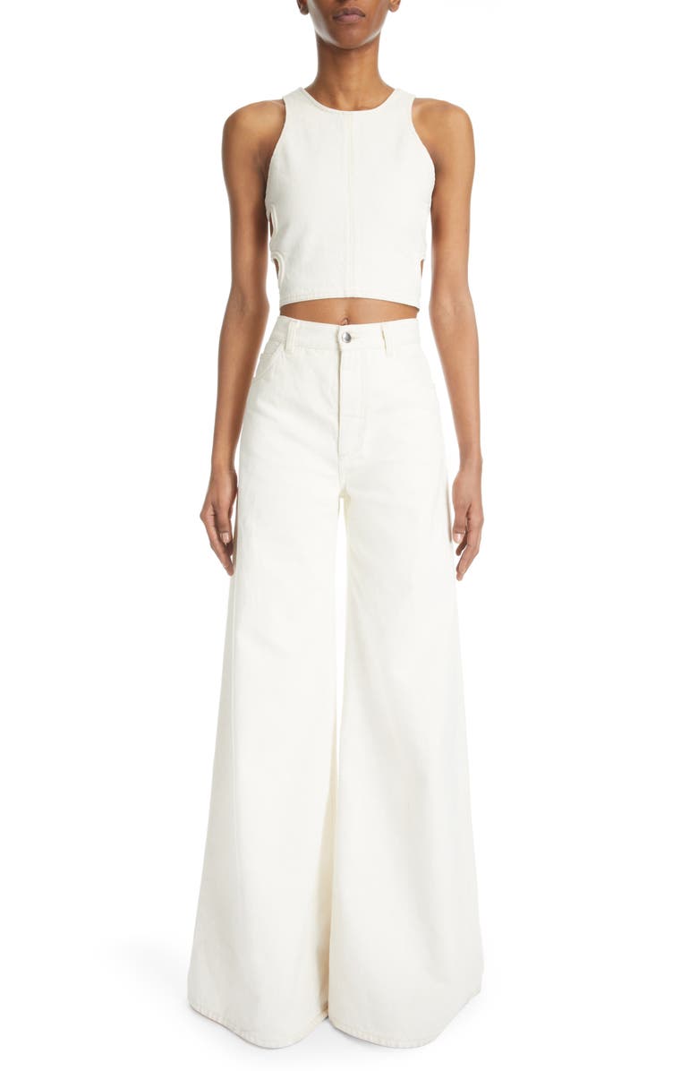 Chloé Recycled Cotton Cutout Tank Top, Alternate, color, 