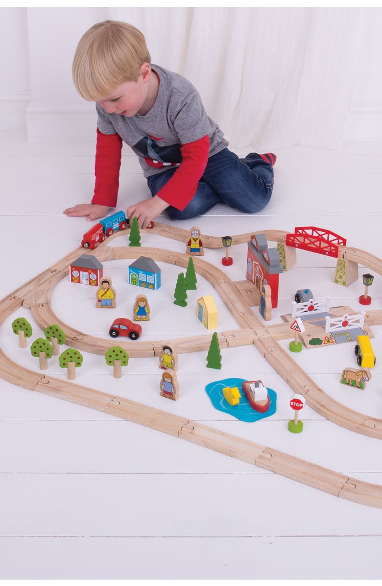 Bigjigs Rail Town and Country Train Set, Alternate, color, Multicoloured