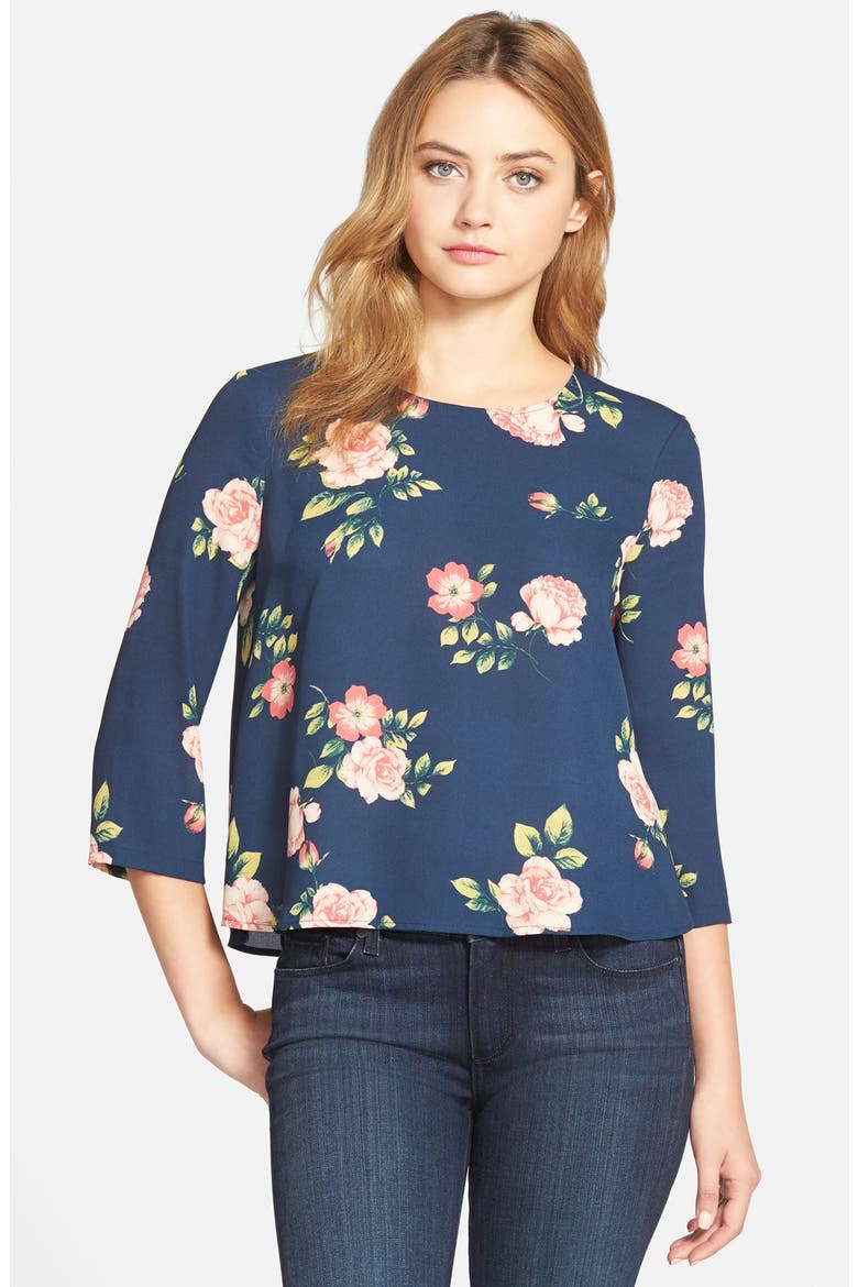 'Huntington' Button Back Top (Nordstrom Exclusive), Main, color, NAVY
