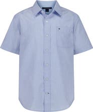 Tommy Hilfiger Kids' End on End Stripe Short Sleeve Button-Up Shirt