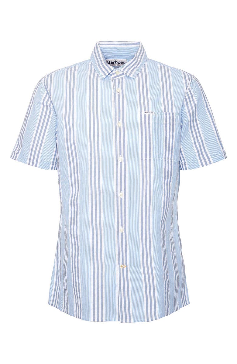 Barbour Stonebay Stripe Short Sleeve Cotton Seersucker Button-Up Shirt, Alternate, color, Sky