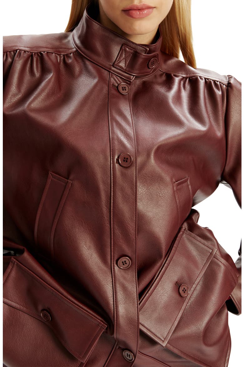 Clements Boxy Faux Leather Jacket, Alternate, color, BURGUNDY