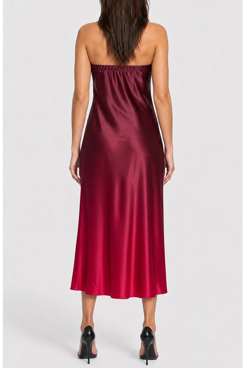 Satin Ombré Strapless Maxi Dress, Alternate, color, ROSE WINE