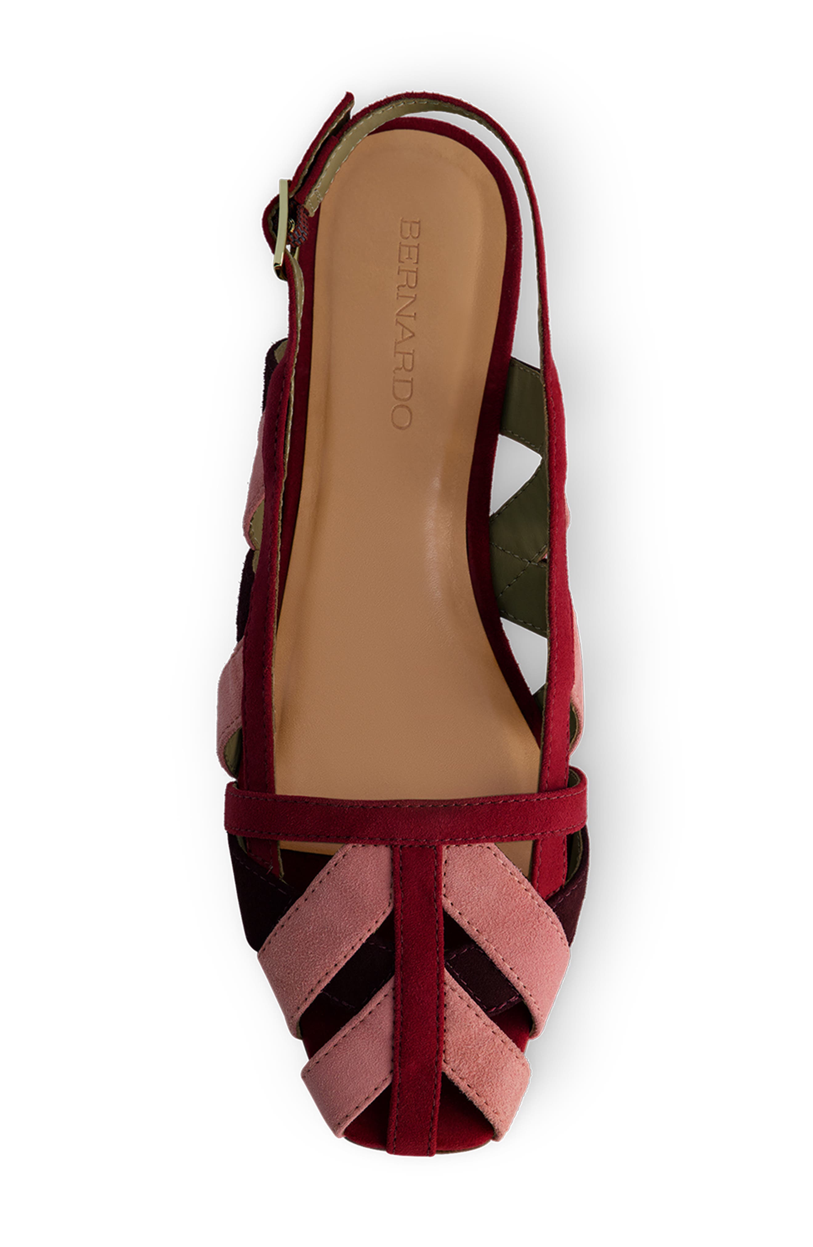 Bernardo Footwear Glinda Slingback Flat, Alternate, color, Rosewood/ Petal/ Aubergine