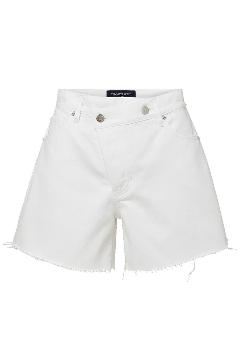 Ellis Overlap Waistband Denim Shorts, Alternate, color, WHITE