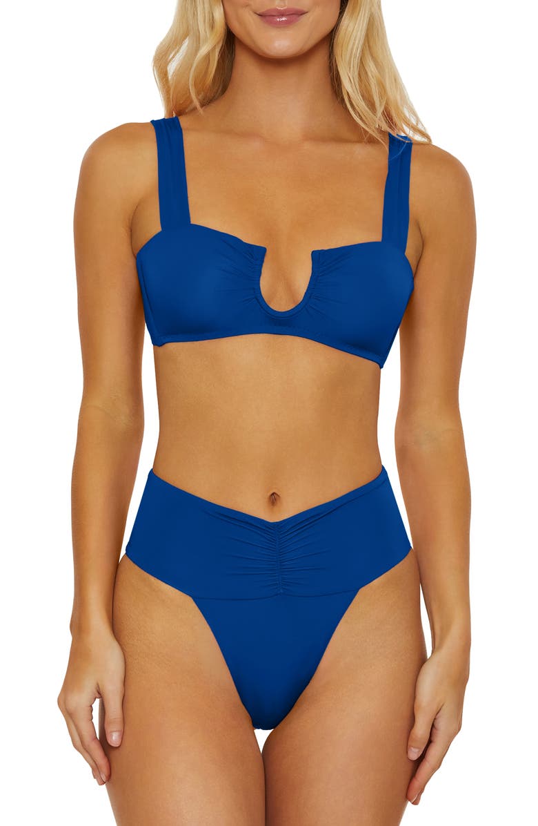 Isabella Rose Belmore Banded Bikini Bottoms, Alternate, color, Ibiza Blue