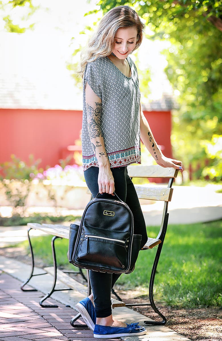 Itzy Ritzy Faux Leather Mini Diaper Backpack, Alternate, color,