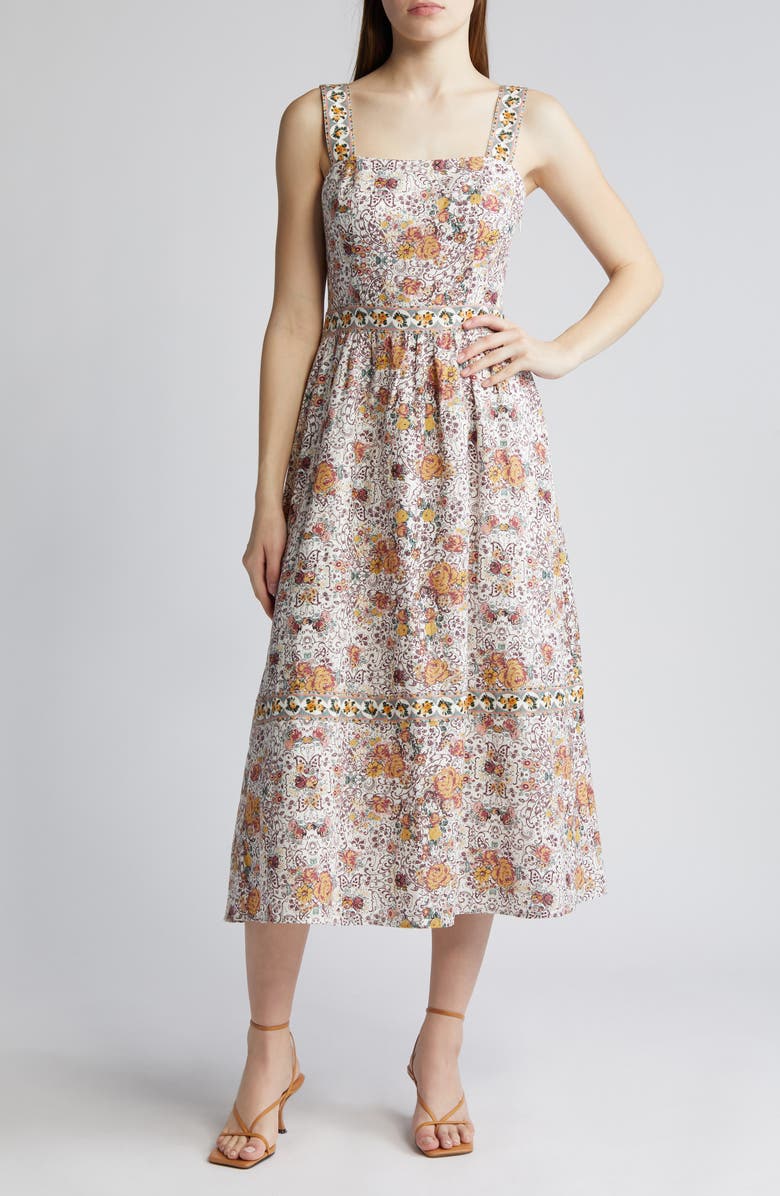 PAIGE Fiori Floral Linen & Cotton Sundress, Main, color,
