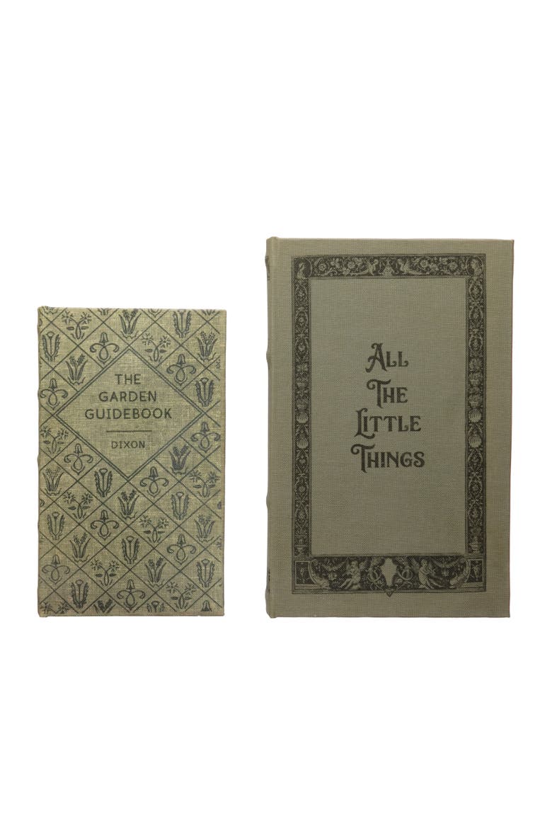 MDF & Canvas Book Storage Boxes, Set of 2 "All The Little Things", Main, color, Natural