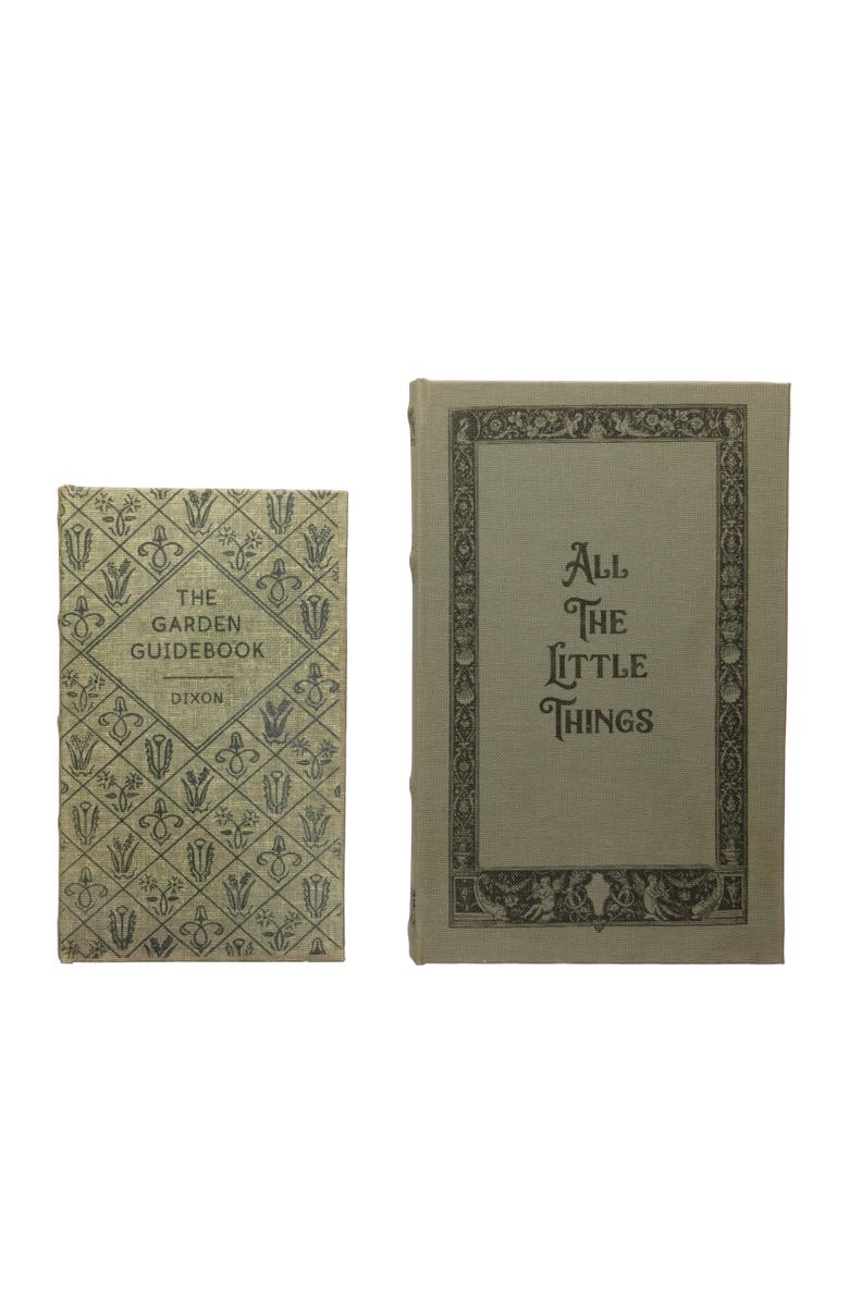 Storied Home MDF & Canvas Book Storage Boxes, Set of 2 "All The Little Things", Main, color, Natural