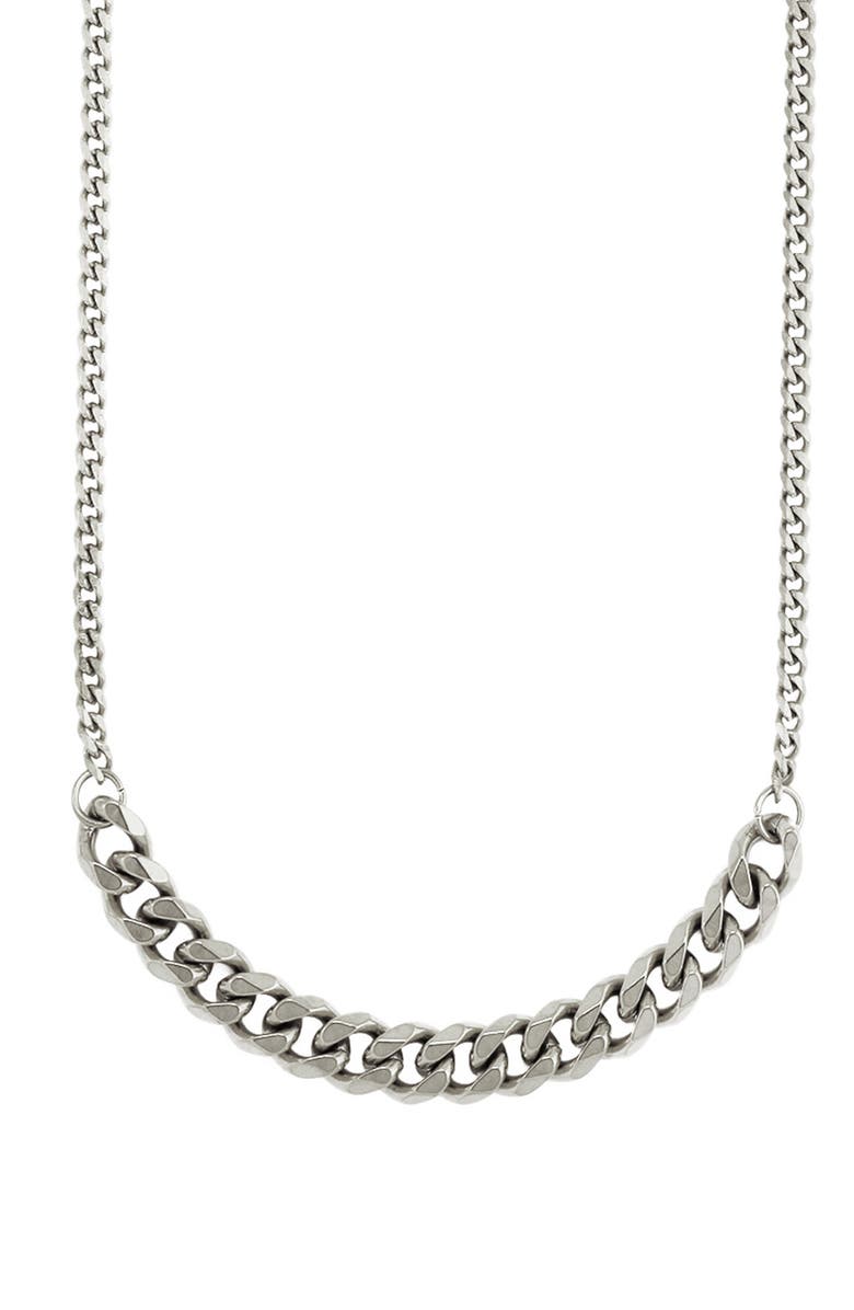 REBL Gender Inclusive Half Cuban Link Necklace, Main, color, Silver
