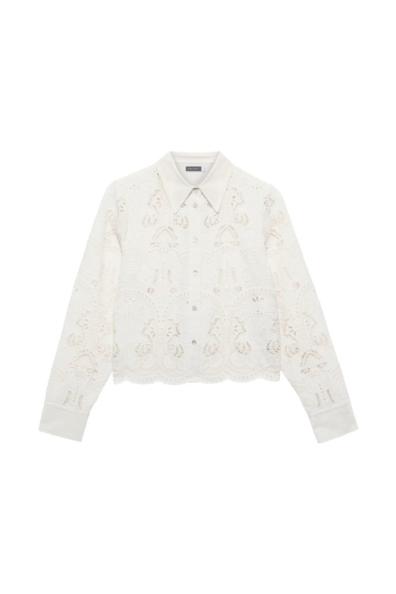 Crochet Cropped Shirt, Alternate, color, Ivory