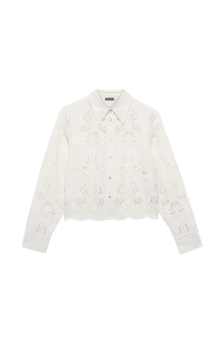 MINT VELVET Crochet Cropped Shirt, Alternate, color, Ivory