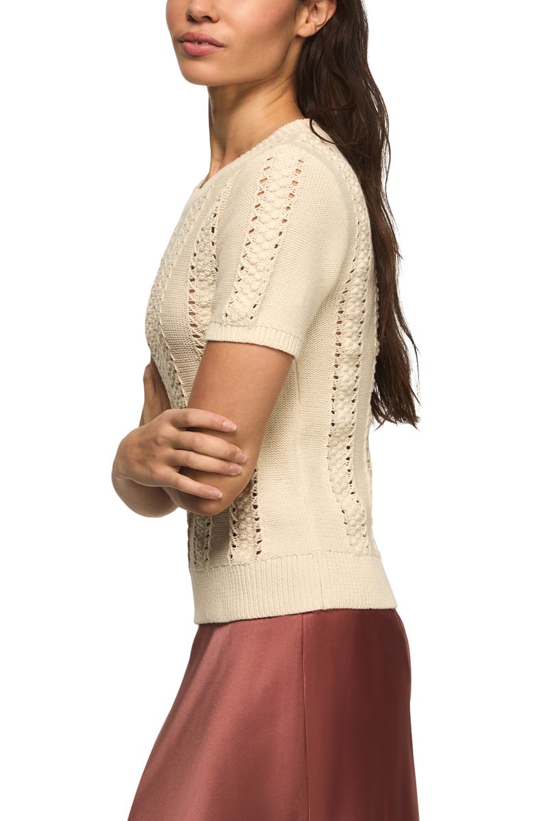 Lucky Brand Pointelle Short Sleeve Sweater, Alternate, color,