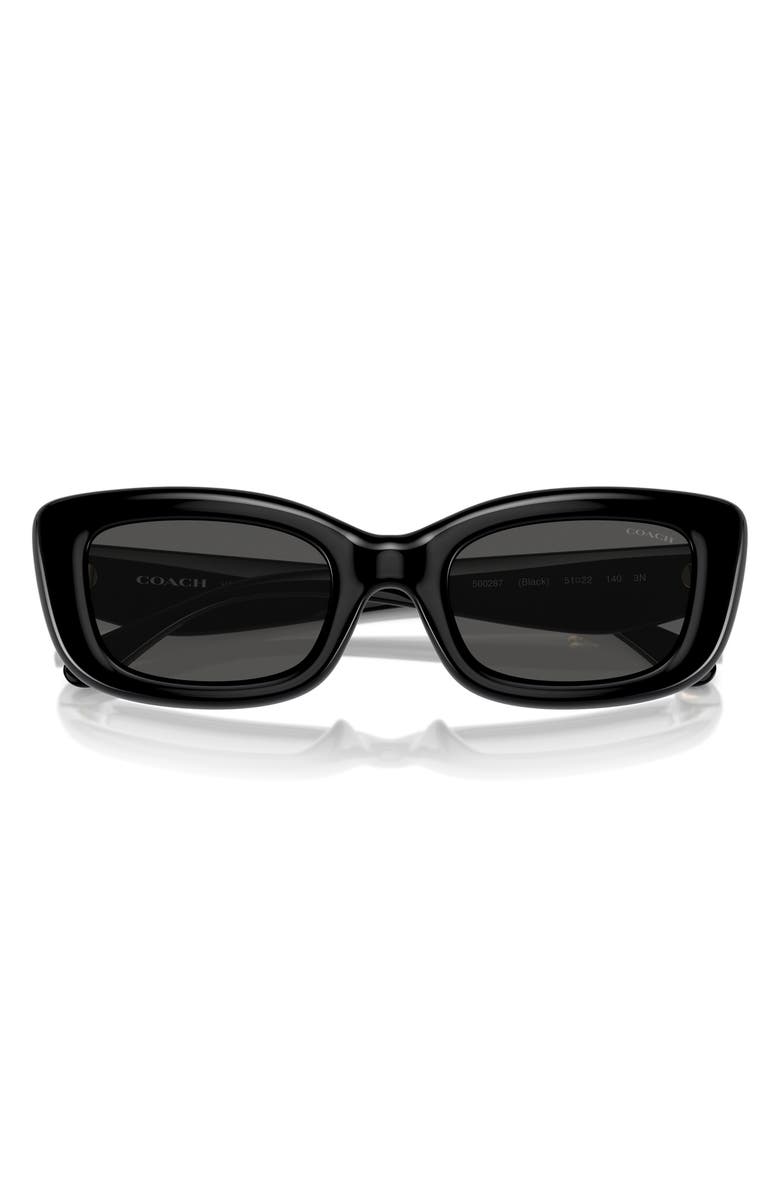 COACH 51mm Rectangular Sunglasses, Alternate, color, Black