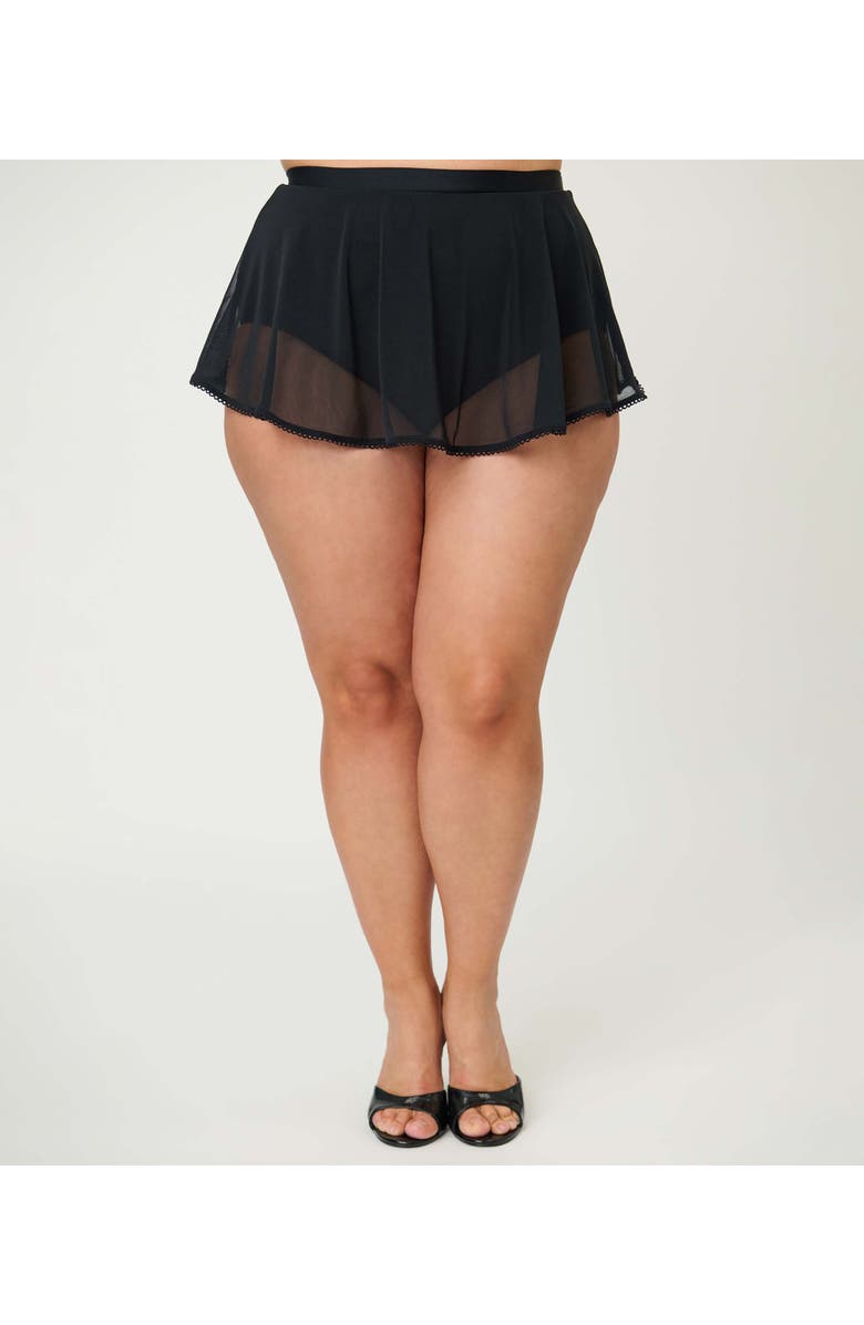 Unique Vintage Plus Size Pin-Up Coronado Swim Skirt, Alternate, color, Black Layered
