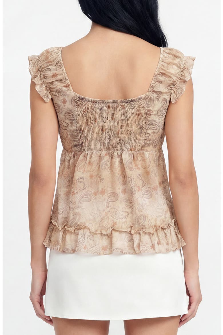Honey Paisley Lace Trim Peplum Top, Alternate, color, NEUTRAL
