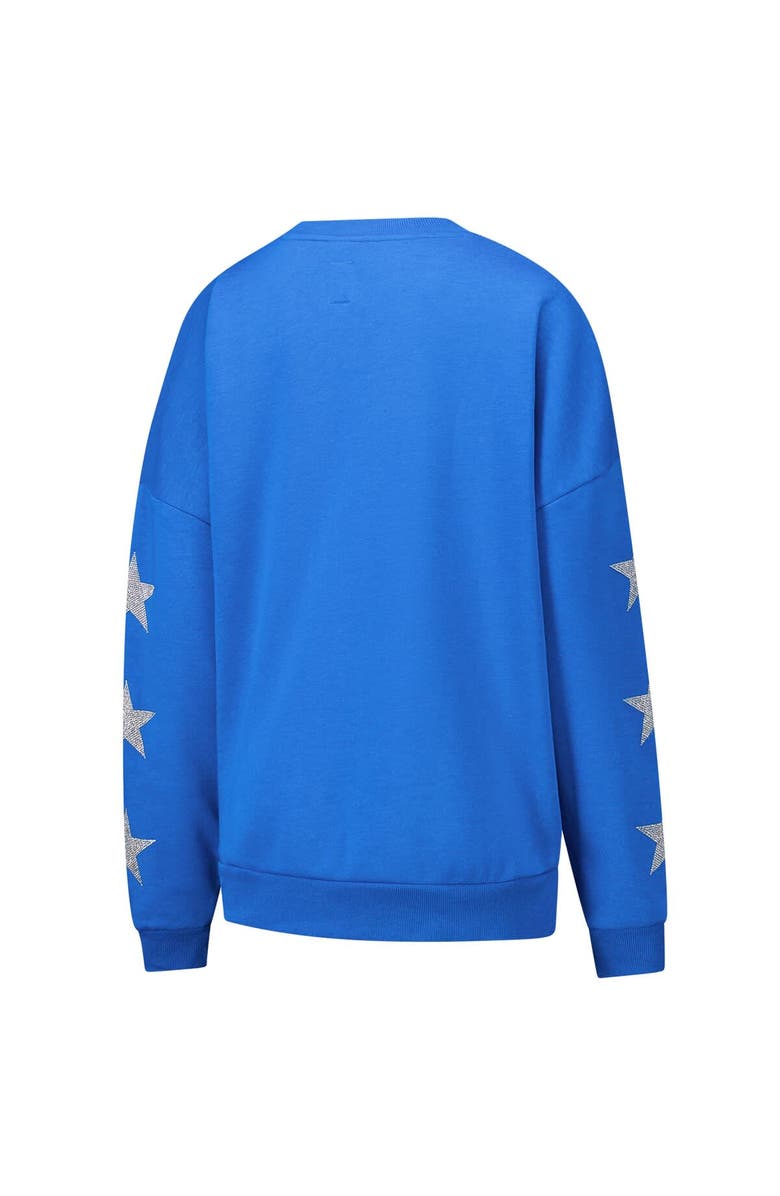 GAMEDAY COUTURE Women's Gameday Couture Blue Detroit Lions Rhinestone Star Sleeve Settle the Score Tri-Blend Pullover Sweatshirt, Alternate, color,