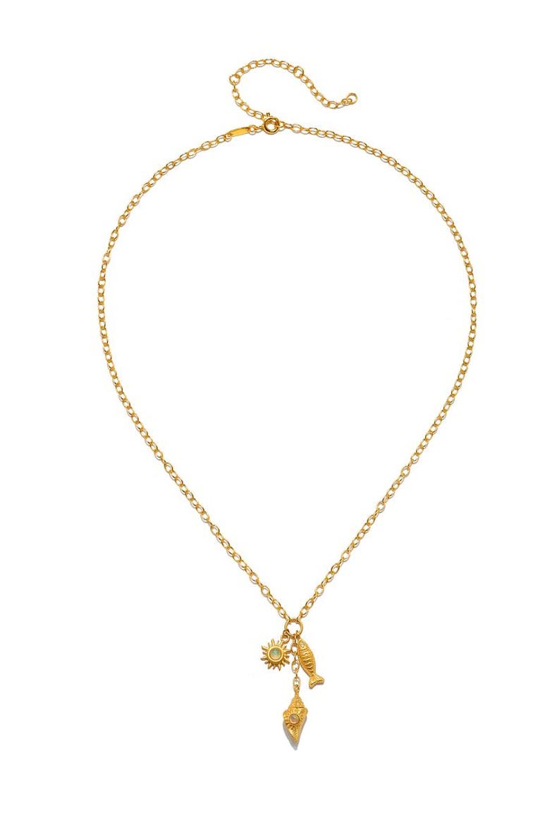 Healing Light Ocean Charm Necklace, Alternate, color, Gold