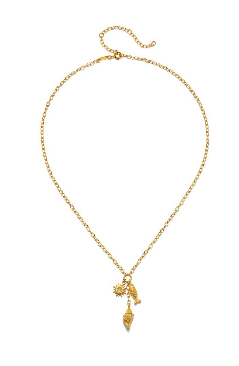 Satya Jewelry Healing Light Ocean Charm Necklace, Alternate, color, Gold