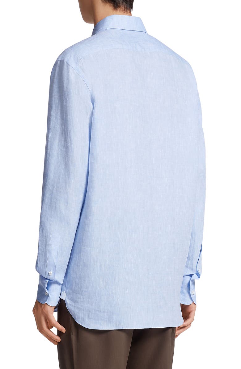 ZEGNA Luxury Linen Button-Up Shirt, Alternate, color, Light Blue