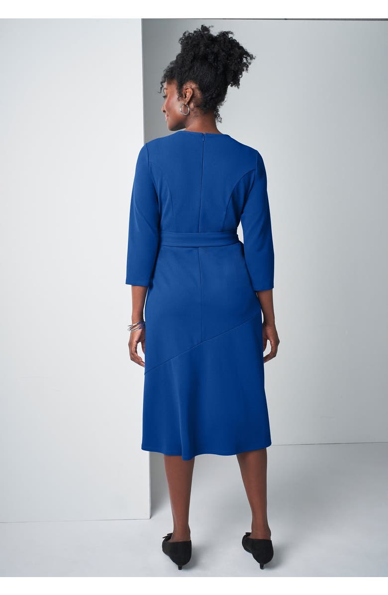 Jessica London Knit Crepe Belt Dress, Alternate, color, 