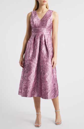 Kay Unger Odetta Floral Jacquard Sleeveless A-Line Cocktail Dress