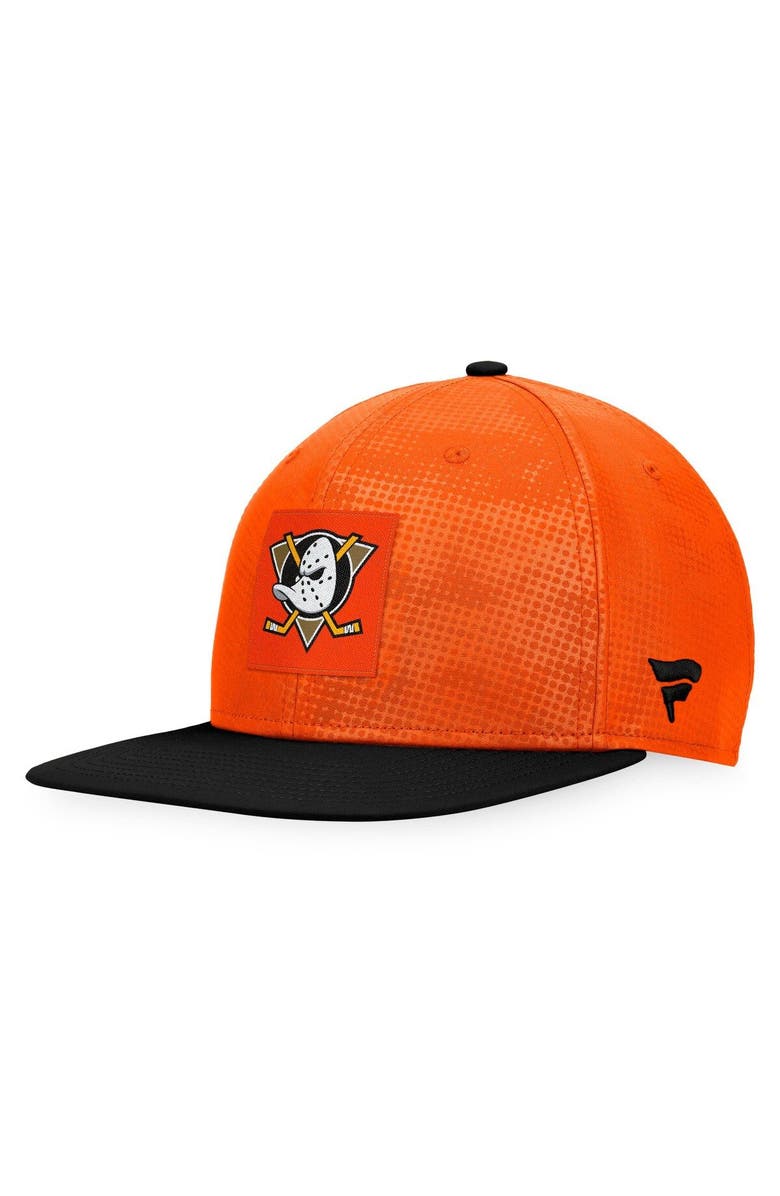 FANATICS Men's Fanatics Branded Orange/Black Anaheim Ducks Authentic Pro Alternate Logo Snapback Hat, Alternate, color,