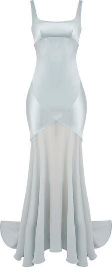 Vittoria Paneled Satin & Chiffon Gown