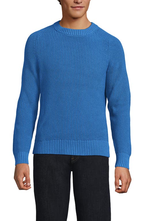 Lands' End Drifter Cotton Crewneck Sweater In Blue