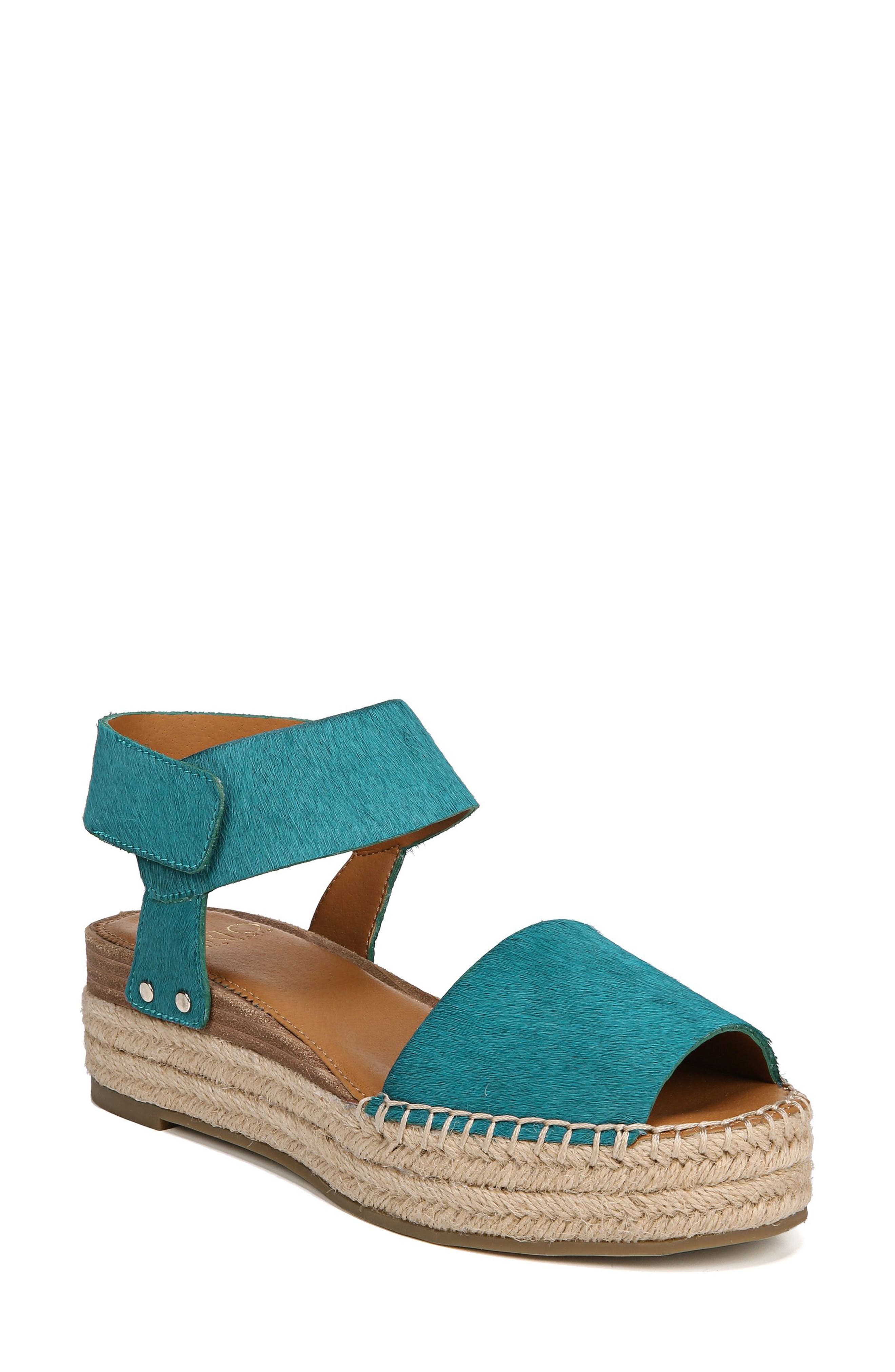 Sierra Platform Wedge Espadrille, Main, color, ARUBA GREEN CALF HAIR