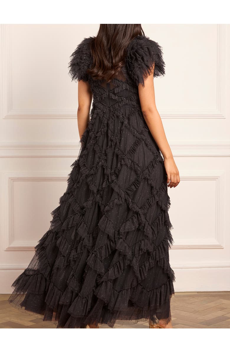 Needle & Thread Genevieve Ruffle Short Sleeve Maxi Gown, Alternate, color, Graphite