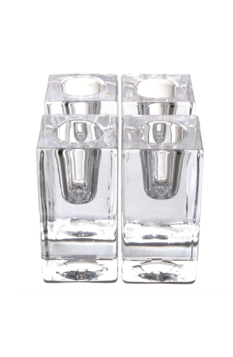 tag Chunky Clear Glass Square Taper Candle Holder Decorative, Alternate, color, Clear