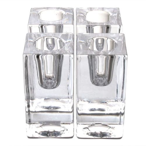 Tag Chunky Clear Glass Square Taper Candle Holder Decorative In Transparent