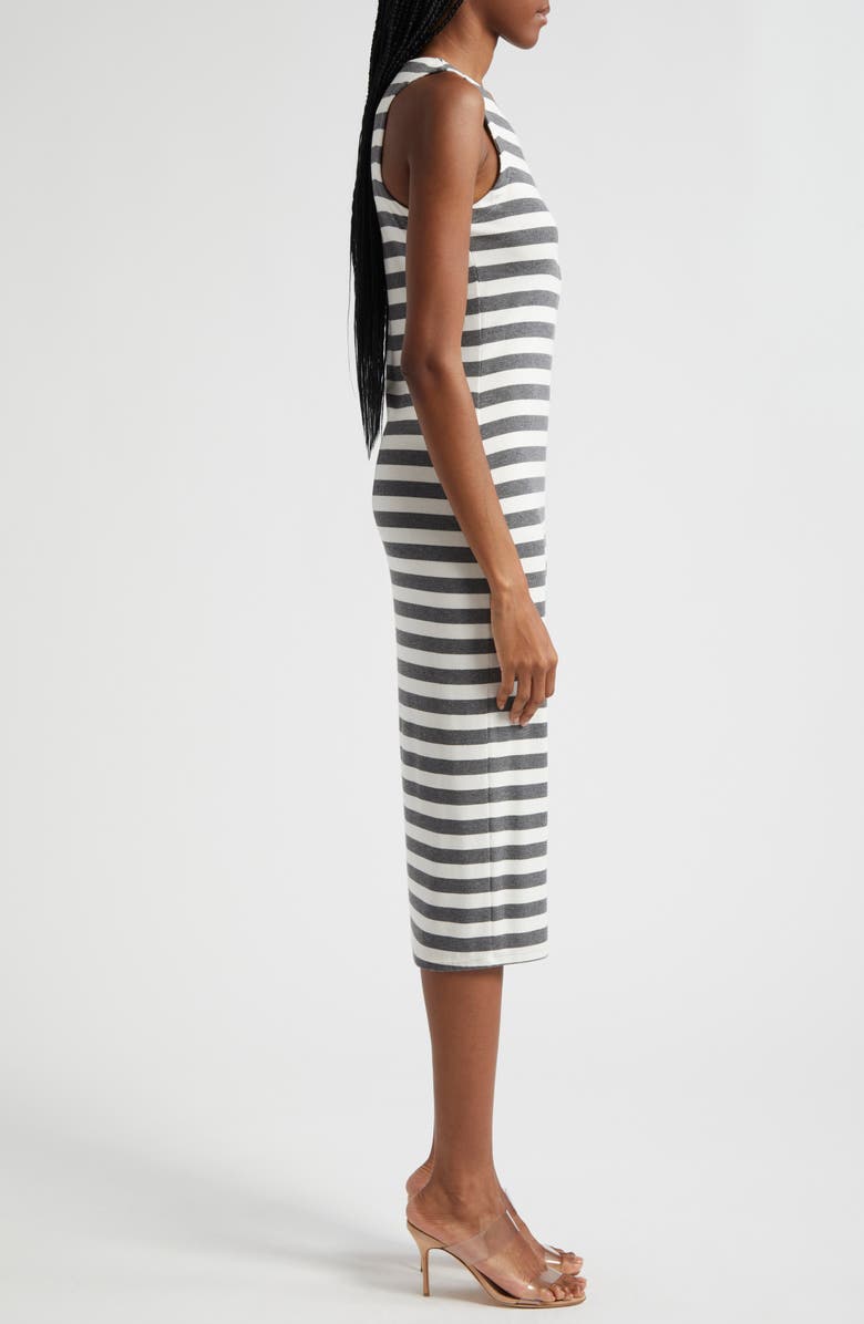 L'AGENCE Stripe Racerback Midi Dress, Alternate, color, Marengowh