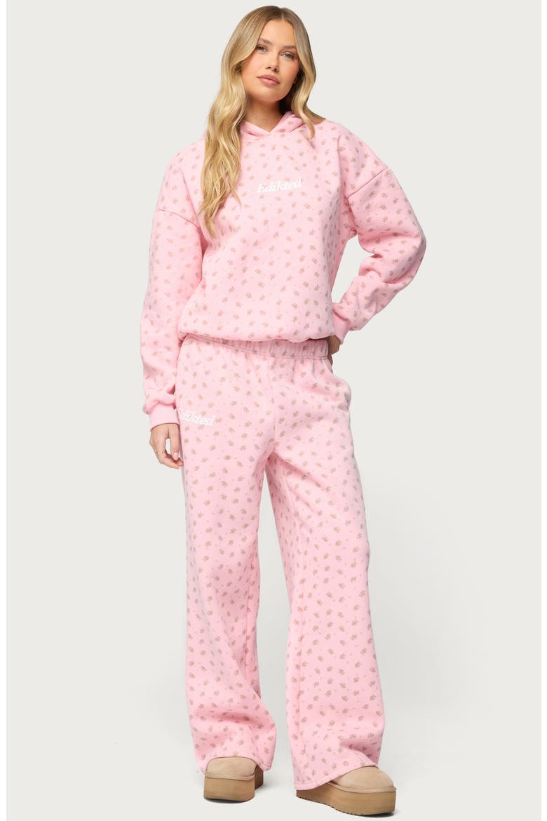 Floral Low Rise Straight Leg Sweatpants, Alternate, color, LIGHT-PINK