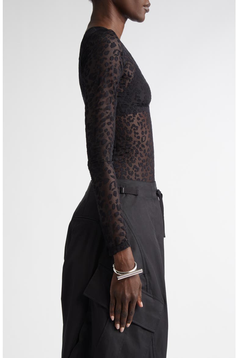 Sheer Leopard Print Top, Alternate, color, BLACK