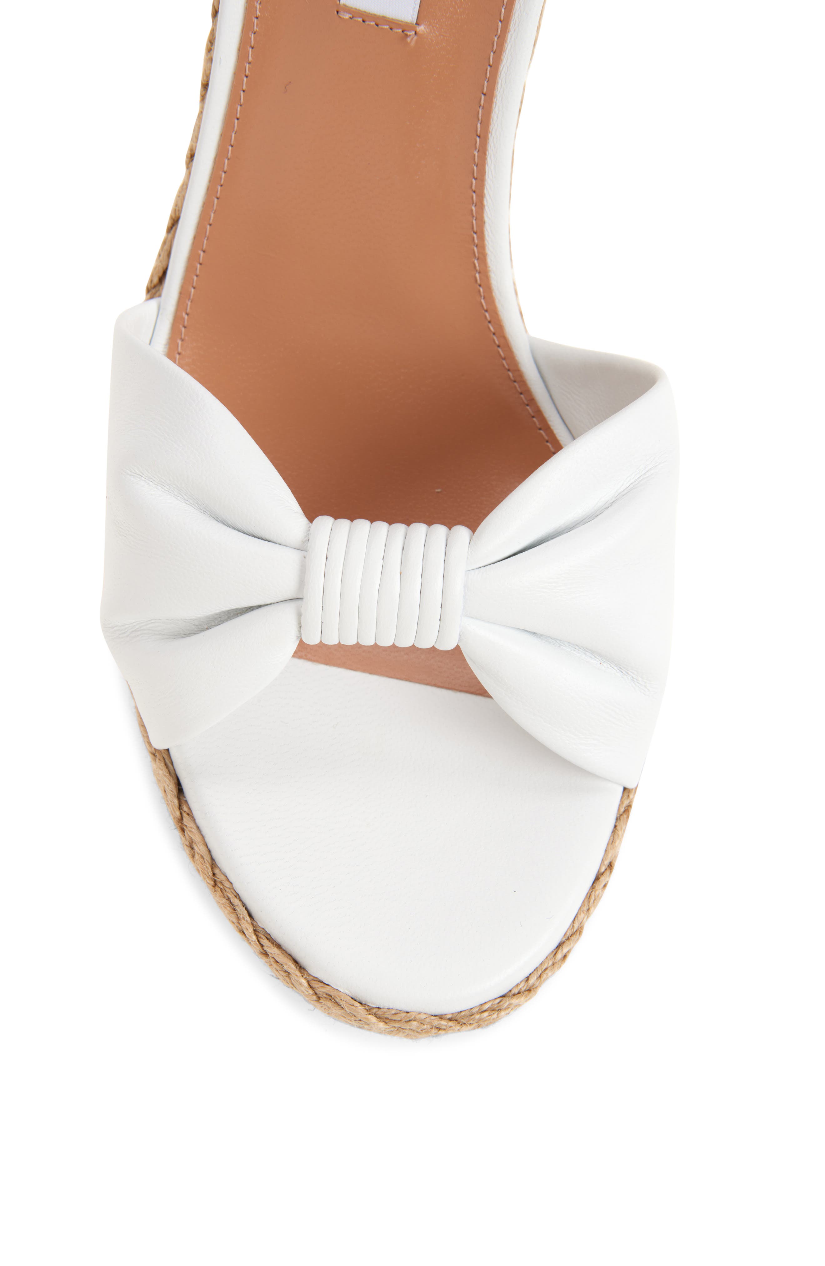 Aquazzura Carina Espadrille Wedge Sandal, Alternate, color, Optic White