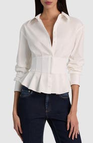 ALICE + OLIVIA Edie Gathered Corset Shirt
