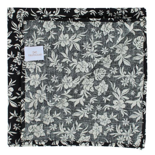 Trafalgar Oleander Floral And Vine Patterned Handkerchief In Black